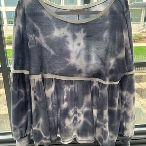 Blue “cloud” top, baby doll style, worn once, size M